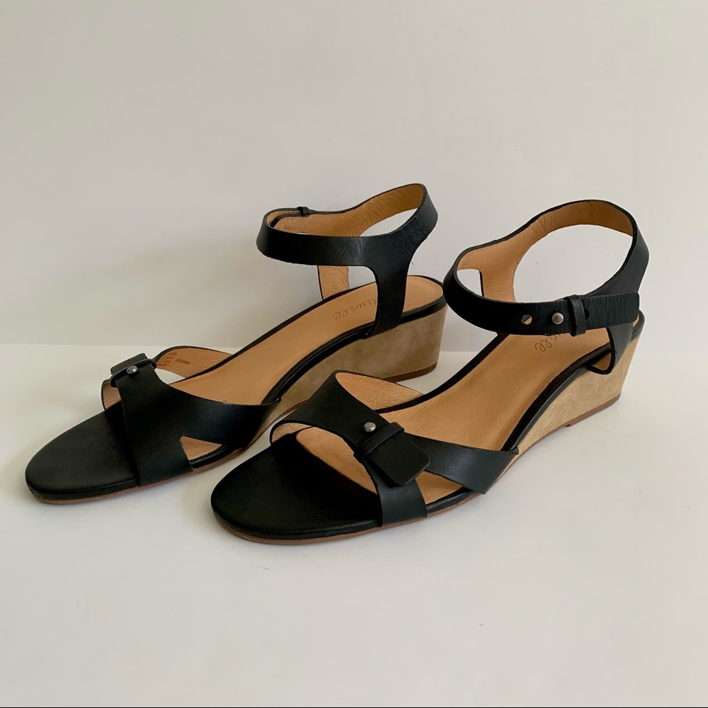 Madewell Joan Sandals in black, size 10, low wedge